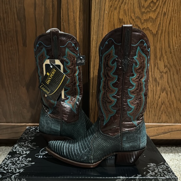 Dan Post Shoes - Dan Post Drifter Lizard Boot Women’s Blue/Brown US 8 BRAND NEW NEVER WORN!!